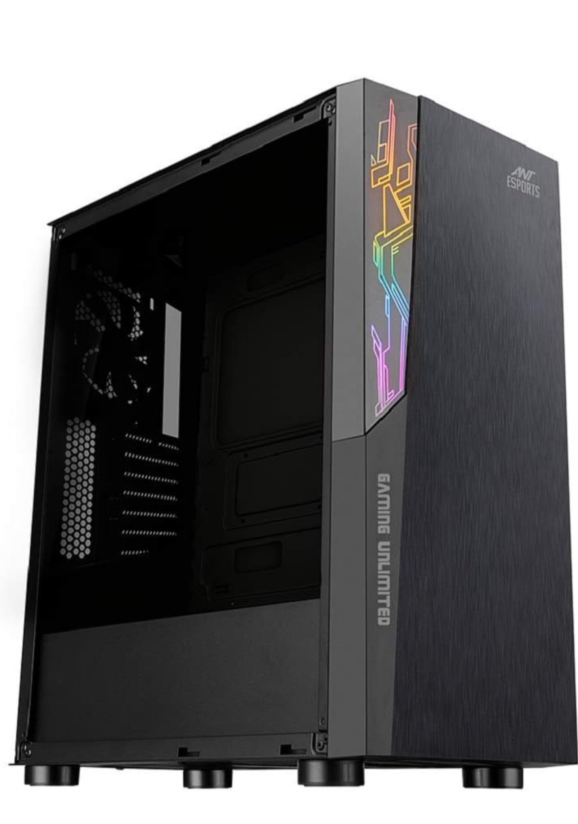 Ant Esports ICE-120AG Mid Tower Computer Case/Gaming Cabinet | Support ATX, Micro-ATX, Mini-ITX Motherboard with Pre-Installed 1 x 120 mm Black Rear Fan– Black