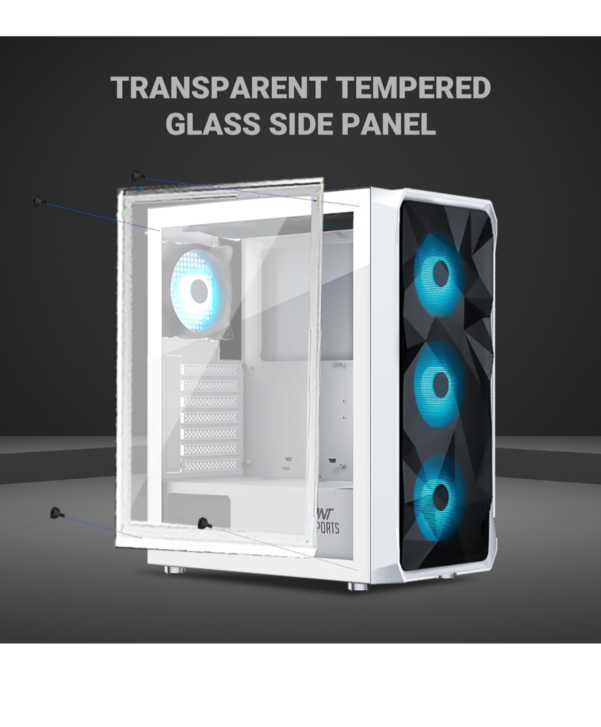 Ant Esports ICE- 112 Mid- Tower Computer Case/Gaming Cabinet - White | Support ATX, Micro-ATX, ITX | Pre-Installed 3 Front Fans & 1 Rear Fan