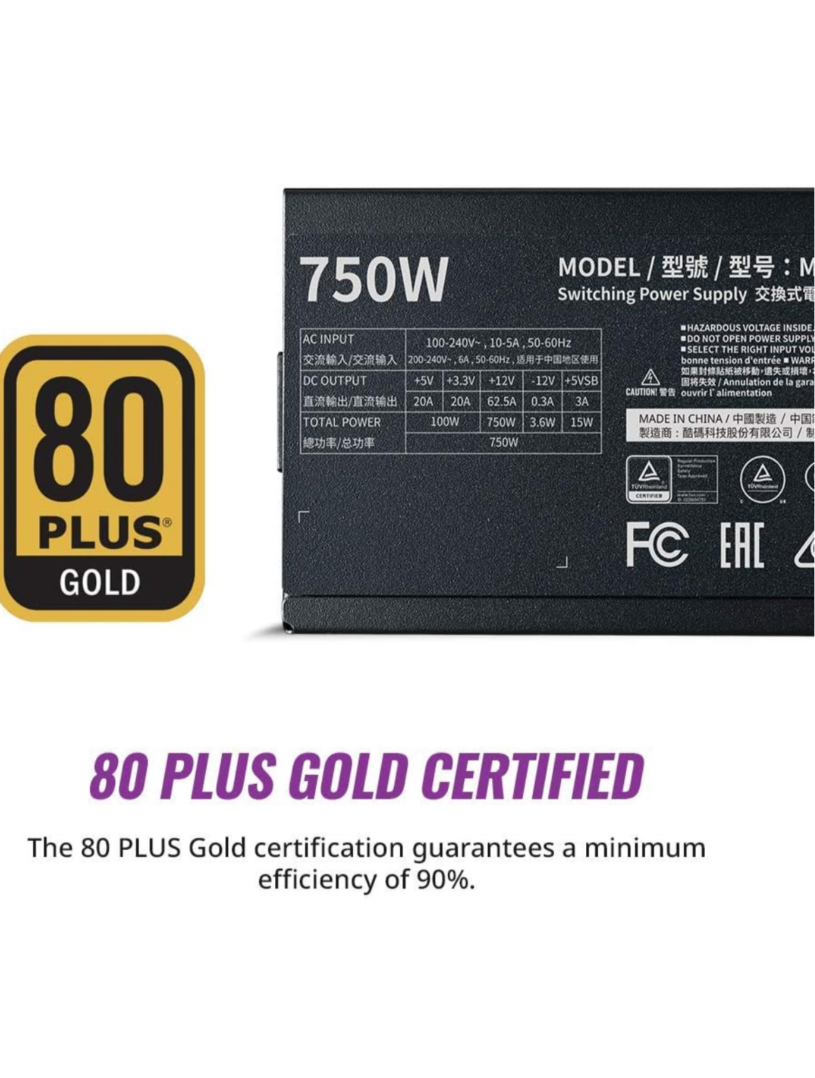 Cooler Master MWE 750 Gold V2 Power Supply - Fully Modular | 80 Plus Gold Certified | 120mm HDB Fan | DC-to-DC Circuit Design | 2 EPS Connectors | 750 Watt