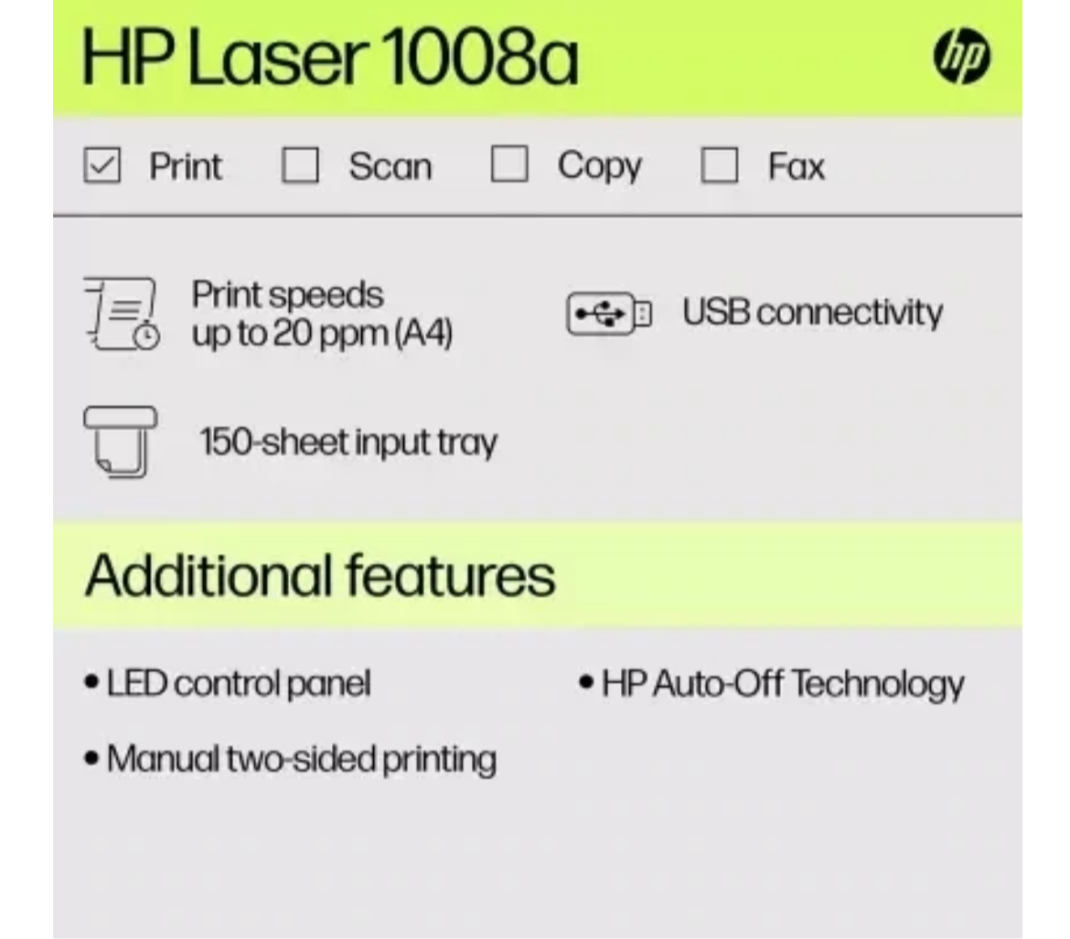 HP 1008W Single Function WiFi Laser Printer