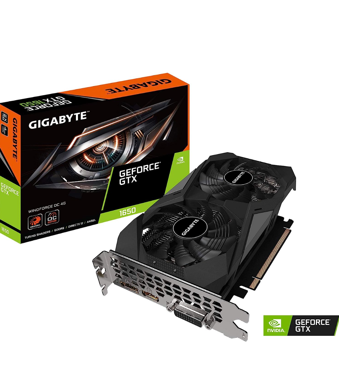 GIGABYTE Nvidia GeForce ® GTX 1650 D6 pci_e_x16 WINDFORCE OC 4GD Graphics Card with Integrated 4GB GDDR6 Memory (GV-N1656WF2OC-4GD)