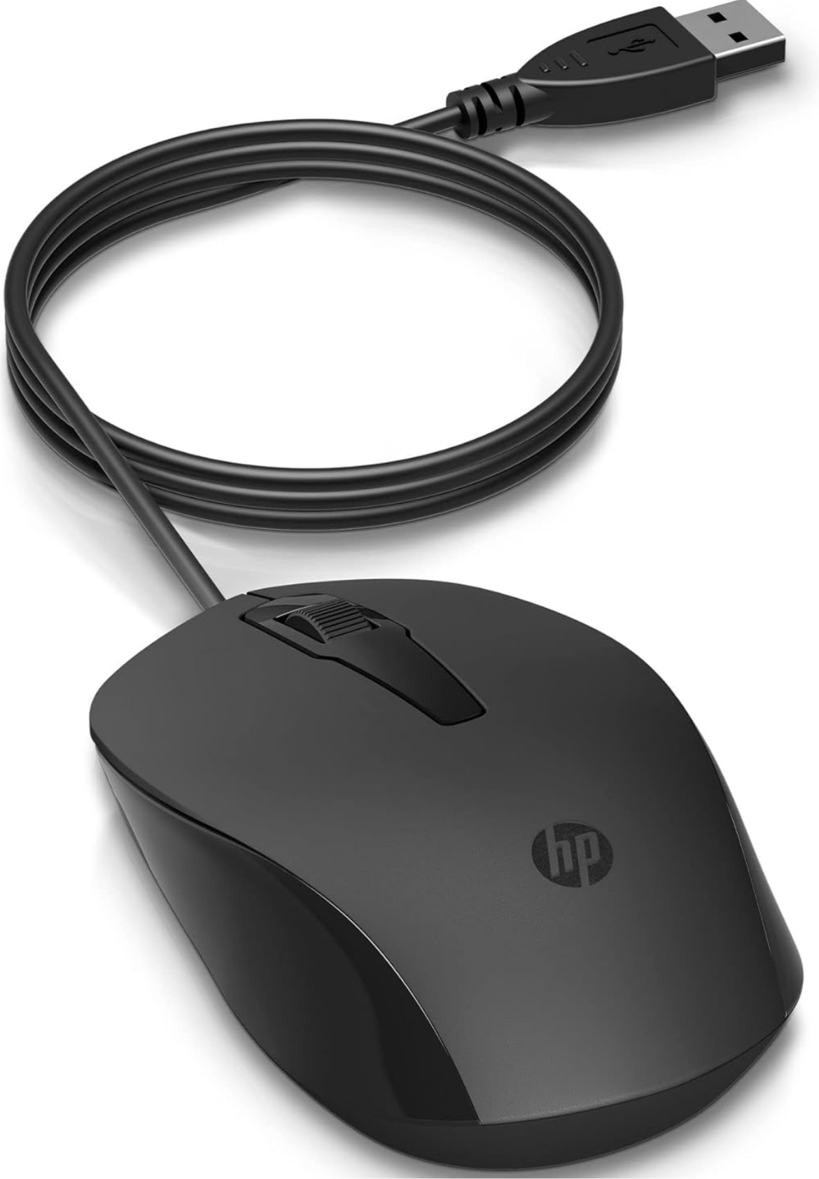 HP 150 Wired Mouse- Elegant Ergonomic Design, 1600 DPI Optical Tracking, USB Plug & Play / 3 Years Warranty (240J6AA), Black