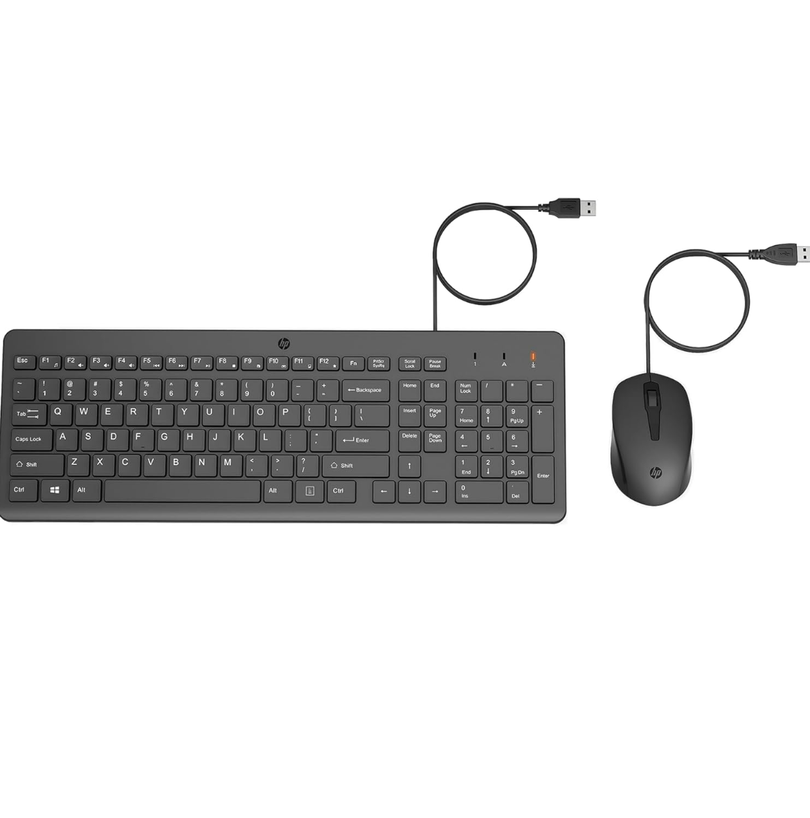 HP 150 Wired Keyboard and Mouse Combo with Instant USB Plug-and-Play Setup, 12 Shortcut Keys, 6° Adjustable Slope Keyboard and 1600 DPI Optical Sensor Mouse