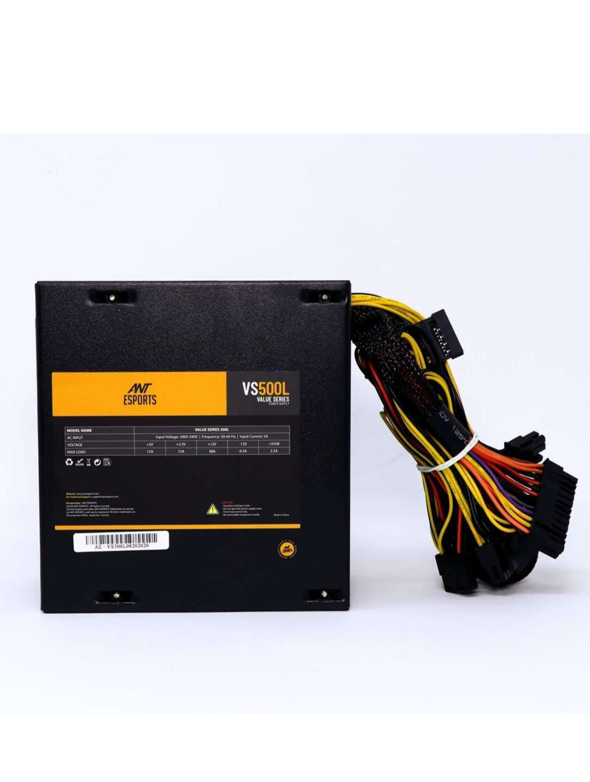 Ant Esports VS500L NonModular High Efficiency Gaming Power Supply/PSU with 1 x PCIe and 120mm Silent Fan