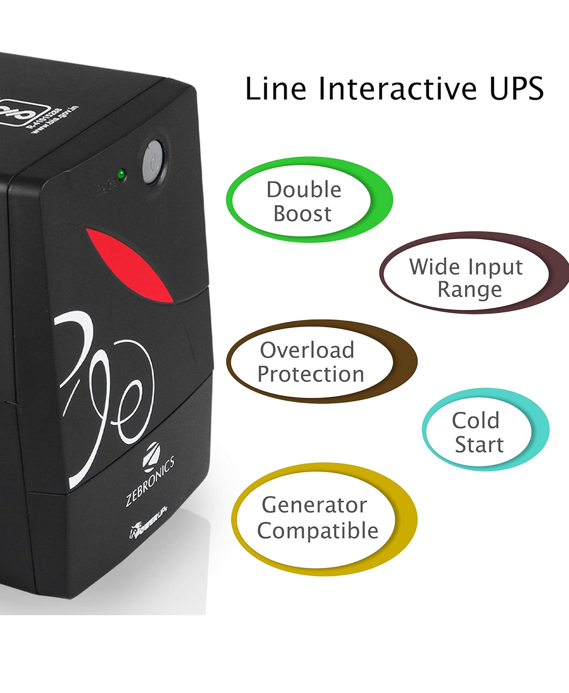 ZEBRONICS Zeb-U725 600VA UPS for Desktop/PC/Computers (not for Routers) with Automatic Voltage Regulation, Black